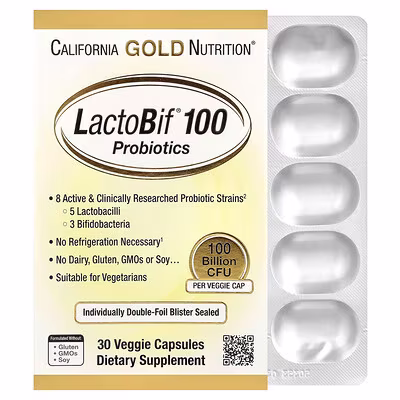 California Gold Nutrition, LactoBif 100, Probiotics, 100 Billion CFU, 30 Veggie Capsules