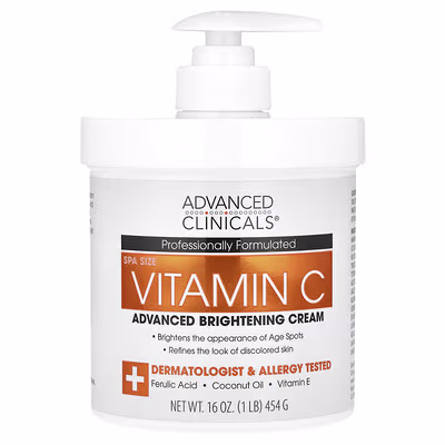 Advanced Clinicals Vitamin C Brightening Cream, Advanced Formula, 16 oz (454 g)