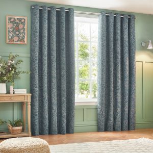 Set of 2 Grantley Jacquard Eyelet Curtains - Wedgewood / 117cm / 137cm