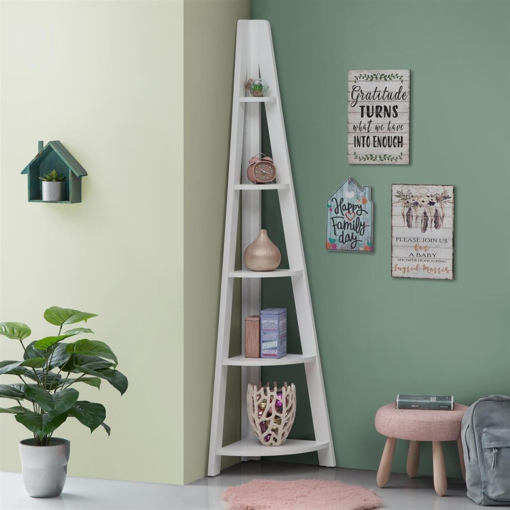 Riva Corner Ladder Bookcase - White
