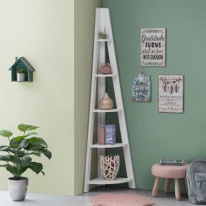 Riva Corner Ladder Bookcase - White