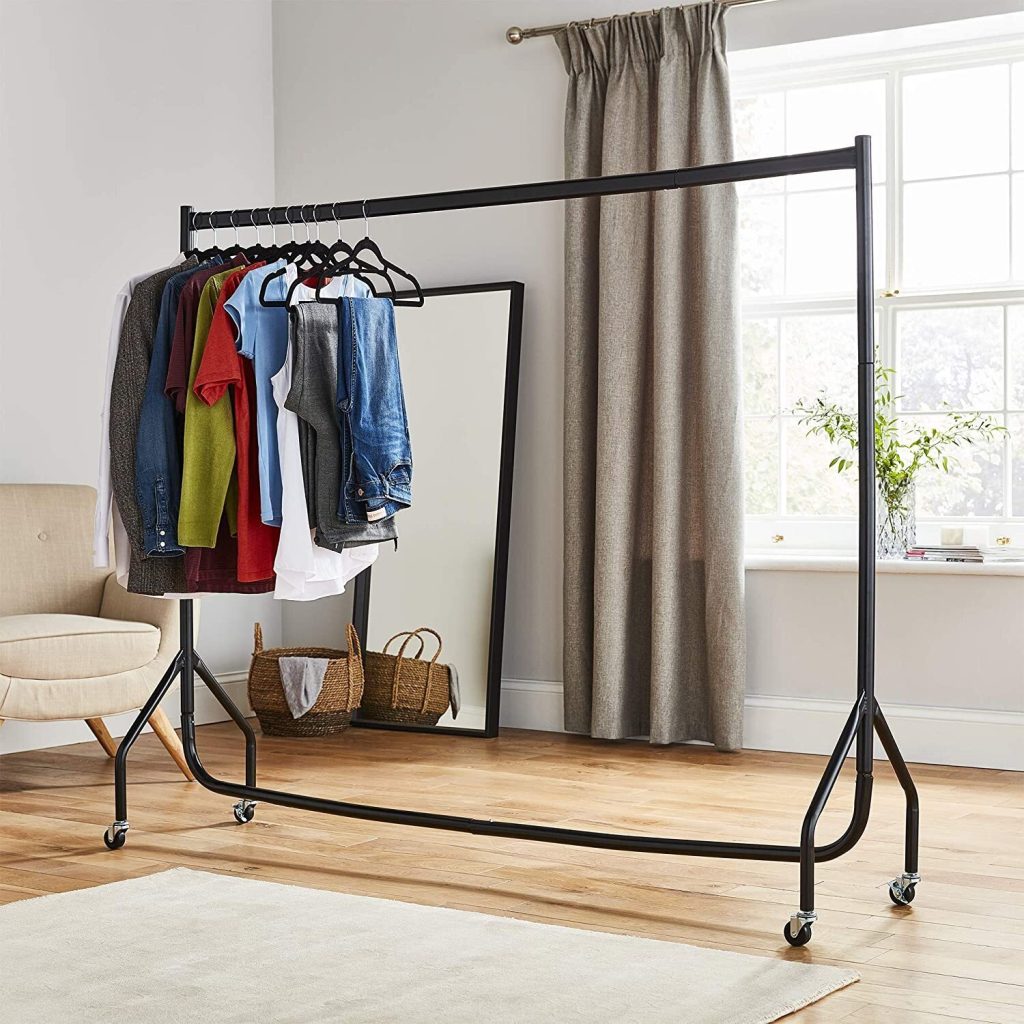 House of Home Heavy Duty Clothes Rail With Wheels 4 Sizes Black - Black / 180cm
